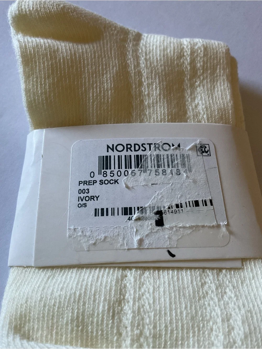 CASA CLARA WOMENS PREP SOCK IVORY WITH BLACK RIBBONS OS NWT
